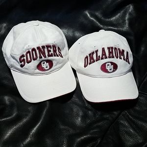 Two Oklahoma Sooners OU Ball Caps White/Maroon